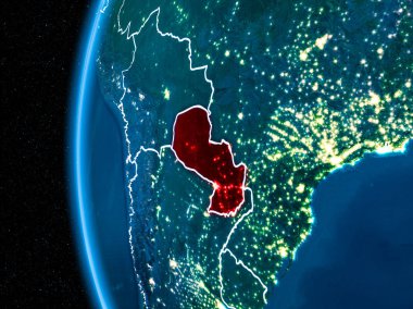 Paraguay gece yeryüzünde