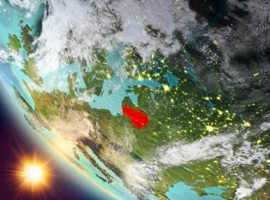 Günbatımı Litvanya dünya üzerinde yukarıda