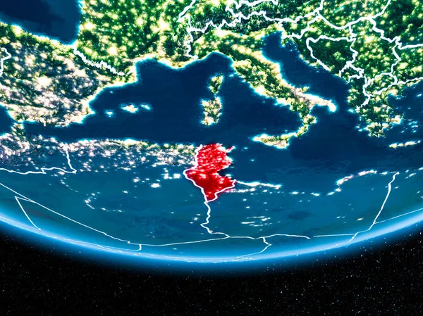 Planet Earth gece uzaydan Tunus