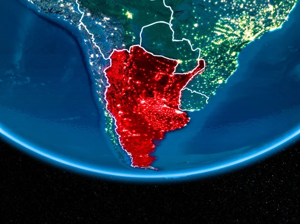 Planet Earth gece uzaydan Arjantin