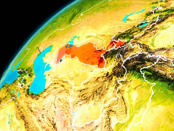 Uzbekistan från rymden — Stockfoto