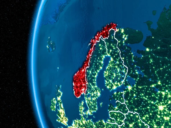 Norway on Earth at night