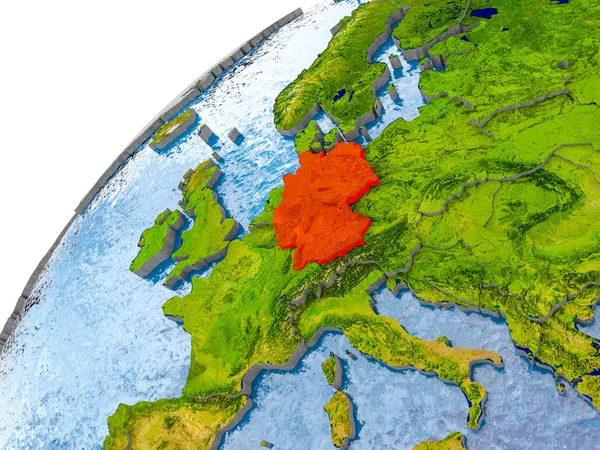 Карта Німеччина в червоний по всьому світу — стокове фото