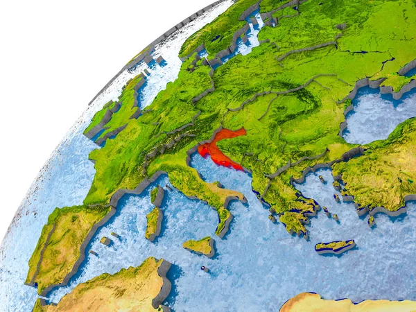 Карта Хорватія в червоний по всьому світу — стокове фото