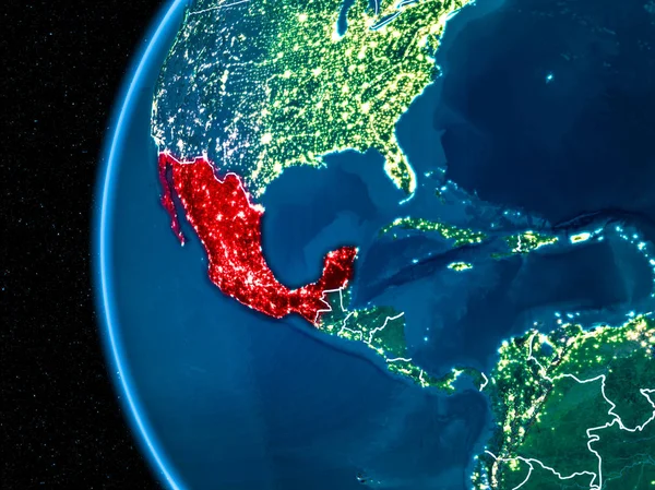 Mexico on Earth at night
