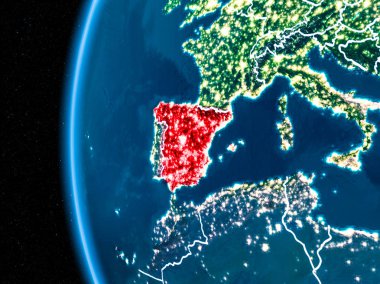 İspanya gece yeryüzünde