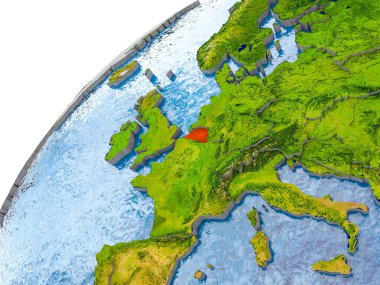 Belçika Haritası dünya üzerinde kırmızı