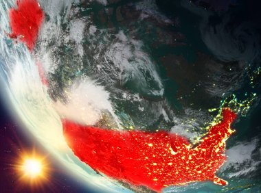 Günbatımı ABD dünya üzerinde yukarıda