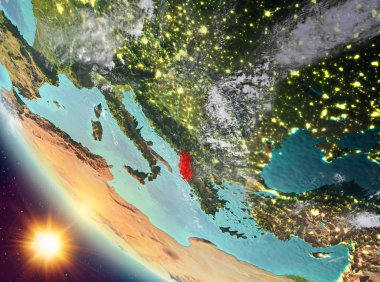 Günbatımı Arnavutluk yeryüzünde yukarıda