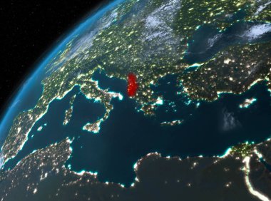 Arnavutluk Planet Earth gece uzayda