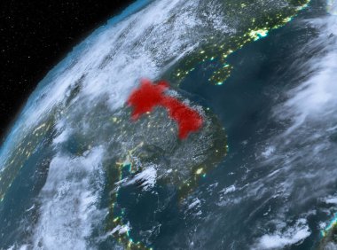 Laos Planet Earth gece uzayda