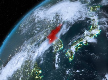 Kuzey Kore Planet Earth gece uzayda