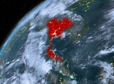 Planet Earth gece uzayda Tayland