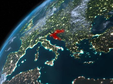 Planet Earth gece uzayda Hırvatistan