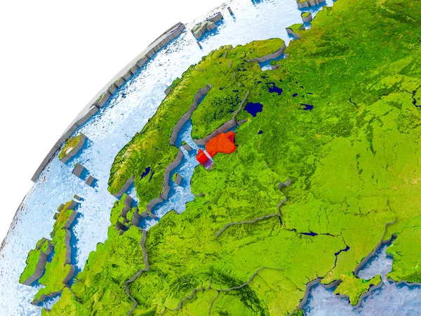 Mappa dell'Estonia in rosso sul globo — Foto Stock