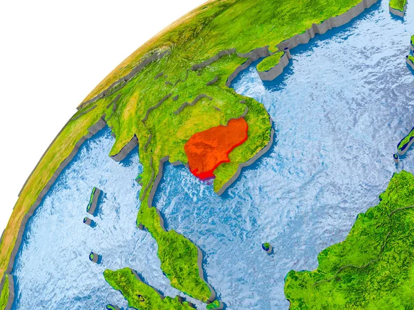 Mapa Kambodzy w kolorze czerwonym na całym świecie — Zdjęcie stockowe