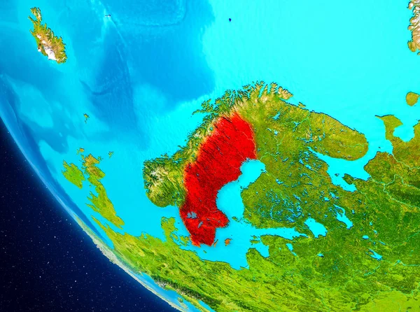 Sverige på jorden från rymden — Stockfoto
