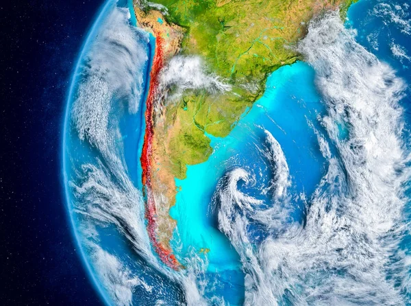 Chile en la Tierra desde el espacio — Foto de Stock