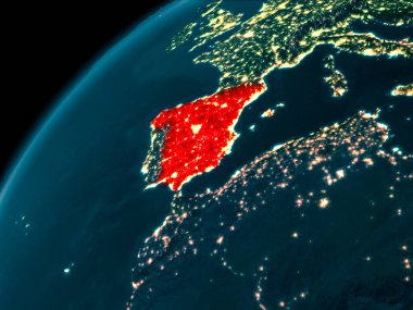 Dünya üzerinde gece İspanya