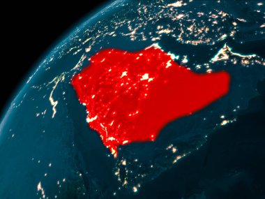 Suudi Arabistan geceleri yeryüzünde