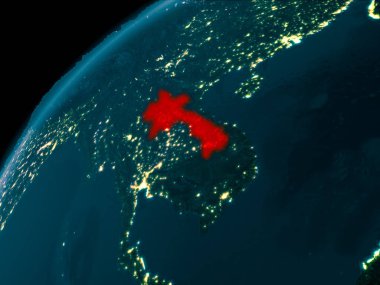 Dünya üzerinde gece Laos