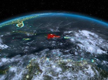 Dominik Cumhuriyeti gece uzaydan