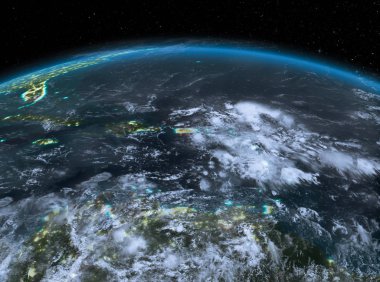 Porto Riko gece uzaydan