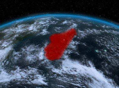 Madagaskar gece uzaydan