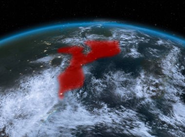 Mozambik gece uzaydan