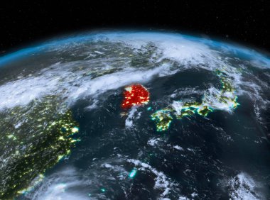 Güney Kore gece uzaydan