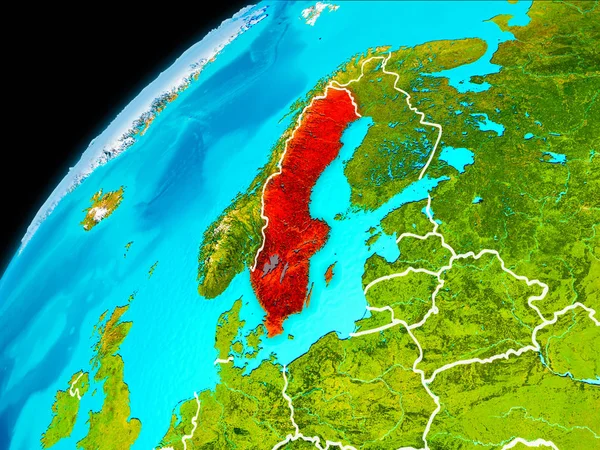 Uzaydan gelen İsveç — Stok fotoğraf