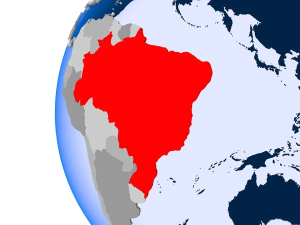Karte von Brasilien auf politischem Globus — Stockfoto
