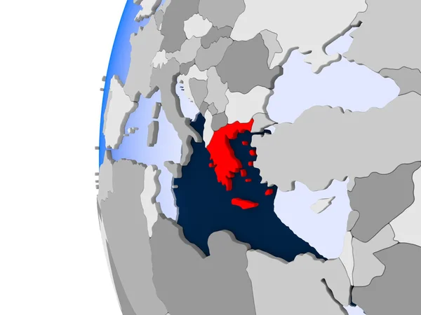 Карта Греции на политическом глобусе — стоковое фото
