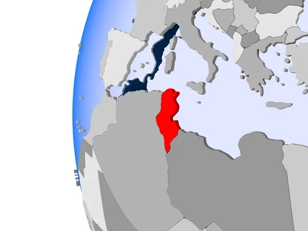 Карта Тунісу на політичні глобус — стокове фото