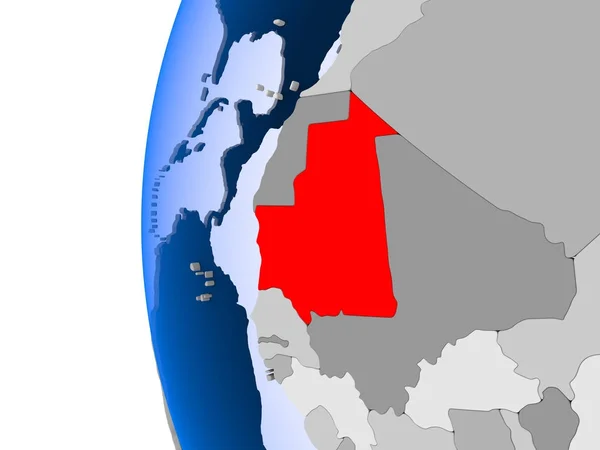 Map of Mauritania on political globe — Stock Photo, Image