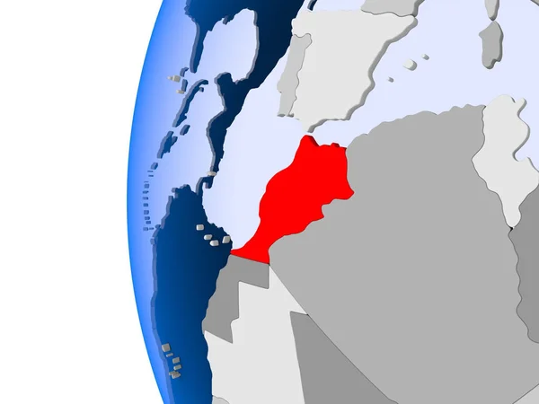 Mapa de Marrocos em globo político — Fotografia de Stock