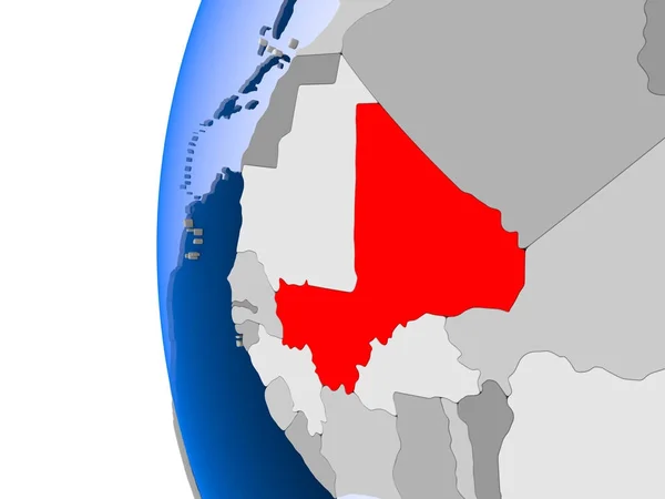 Karte von Mali auf politischem Globus — Stockfoto