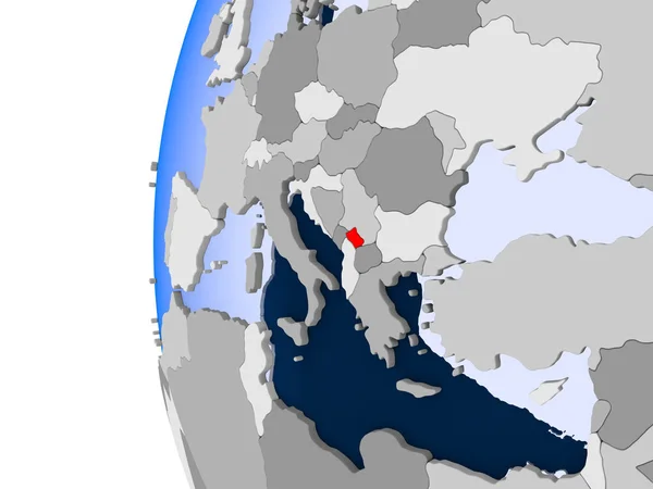 Mapa Kosowo na Globus polityczny — Zdjęcie stockowe