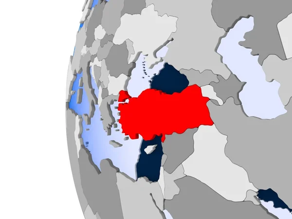 Mapa Turcji na Globus polityczny — Zdjęcie stockowe