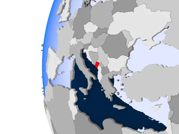 Karte von Montenegro auf politischem Globus — Stockfoto