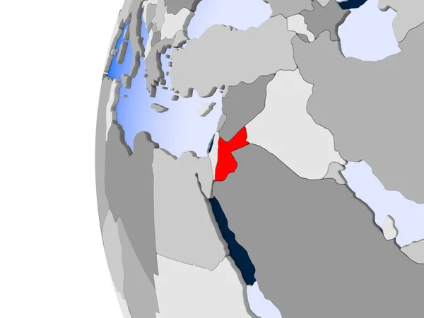 Map of Jordan on political globe — Stock Photo, Image