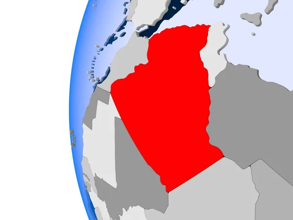 Mappa dell'Algeria sul globo politico — Foto Stock