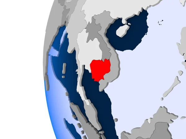 Mapa Kambodže na politické globe — Stock fotografie
