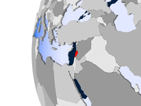 Kaart van Libanon op politieke wereldbol — Stockfoto