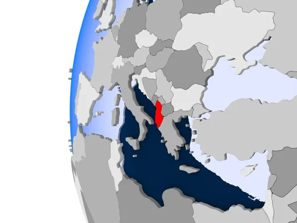 Карта Албании на политическом глобусе — стоковое фото
