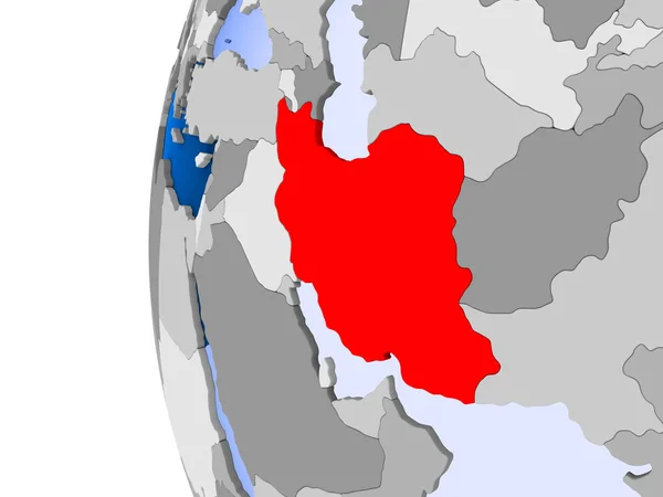 Kaart van Iran op politiek wereldbol — Stockfoto