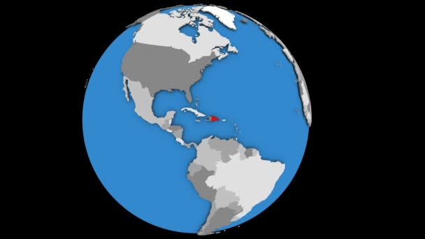 Dominikanische Republik auf dem Globus — Stockvideo