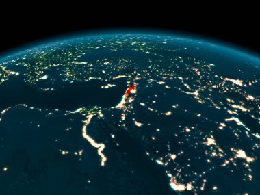 Geceleri Lübnan'ın yörünge görünümü