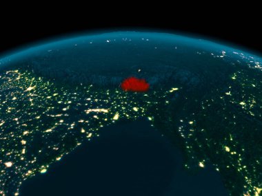 Geceleri Bhutan yörünge görünümü