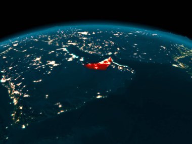 Birleşik Arap Emirlikleri görünümünü geceleri yörünge